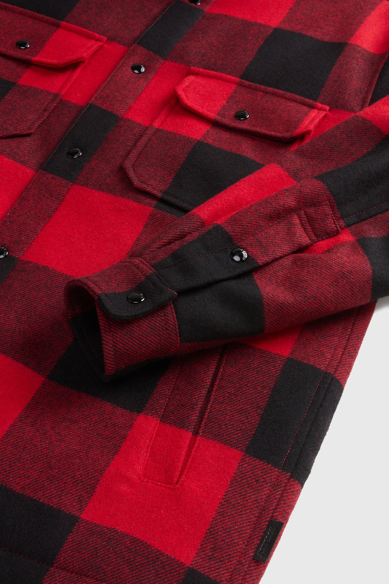 Woolrich Overshirt Alaskan Wool Check Nero/rosso Uomo - 8