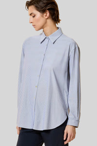 Rrd Oxford Jacquard Stripe Boyfriend Wom Shirt Bianco/blu Donna rrd