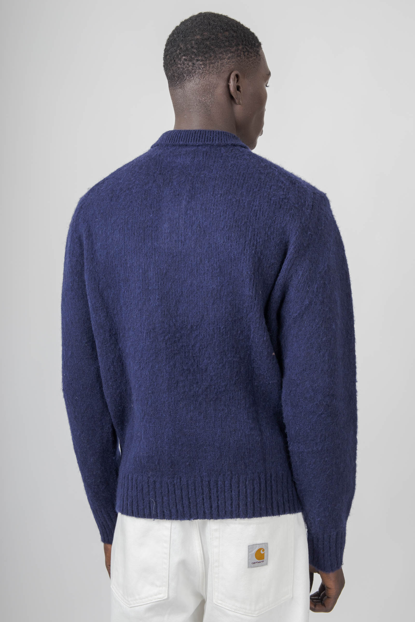 Aspesi Polo In Lana Shetland Blu Navy Uomo - 5