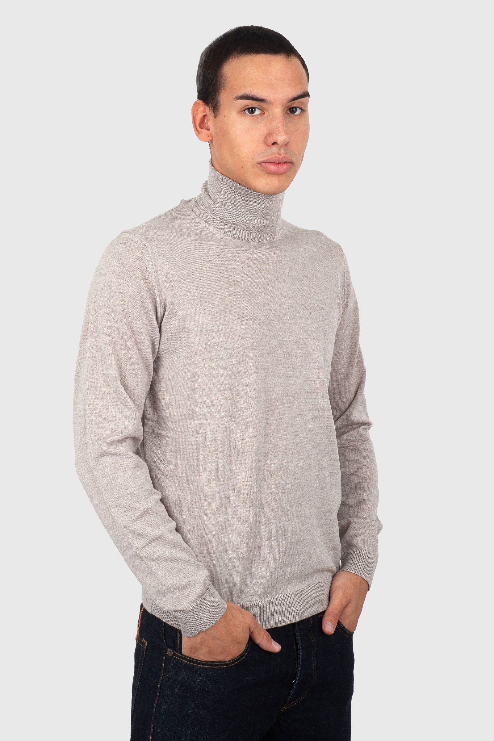 Roberto Collina Maglia Dolcevita In Merino Grigio Uomo - 3