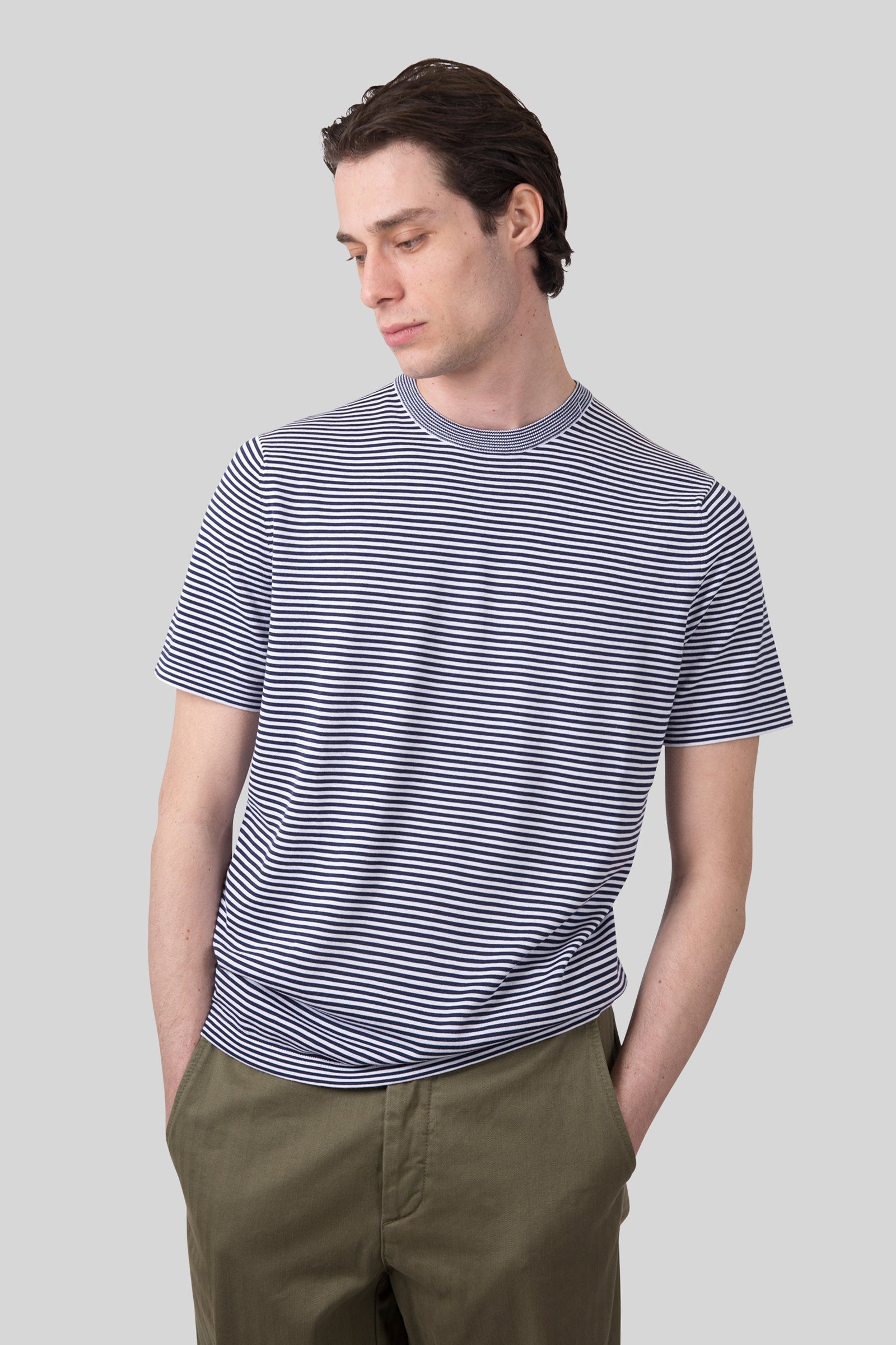 Aspesi T-shirt Misto Lino Seta Cotone Bianco/blu Uomo - 3