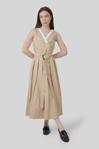 Max Mara Weekend Abito Cono In Gabardina Antigoccia Beige Donna max mara weekend