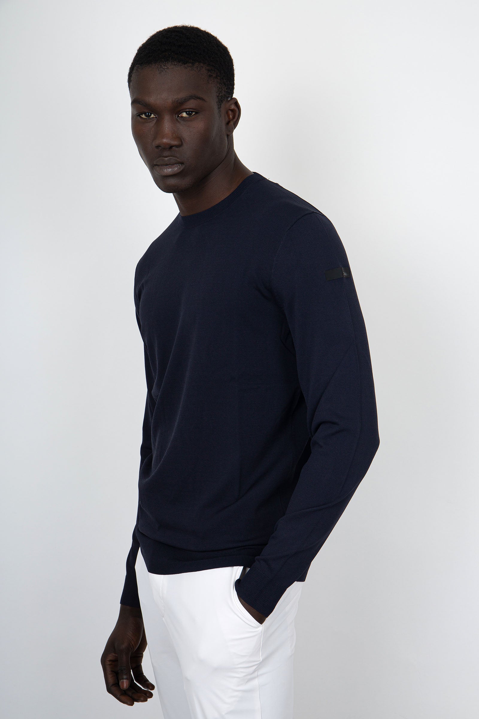 RRD Knit Maxell Round Synthetic Dark Blue Sweater - 1