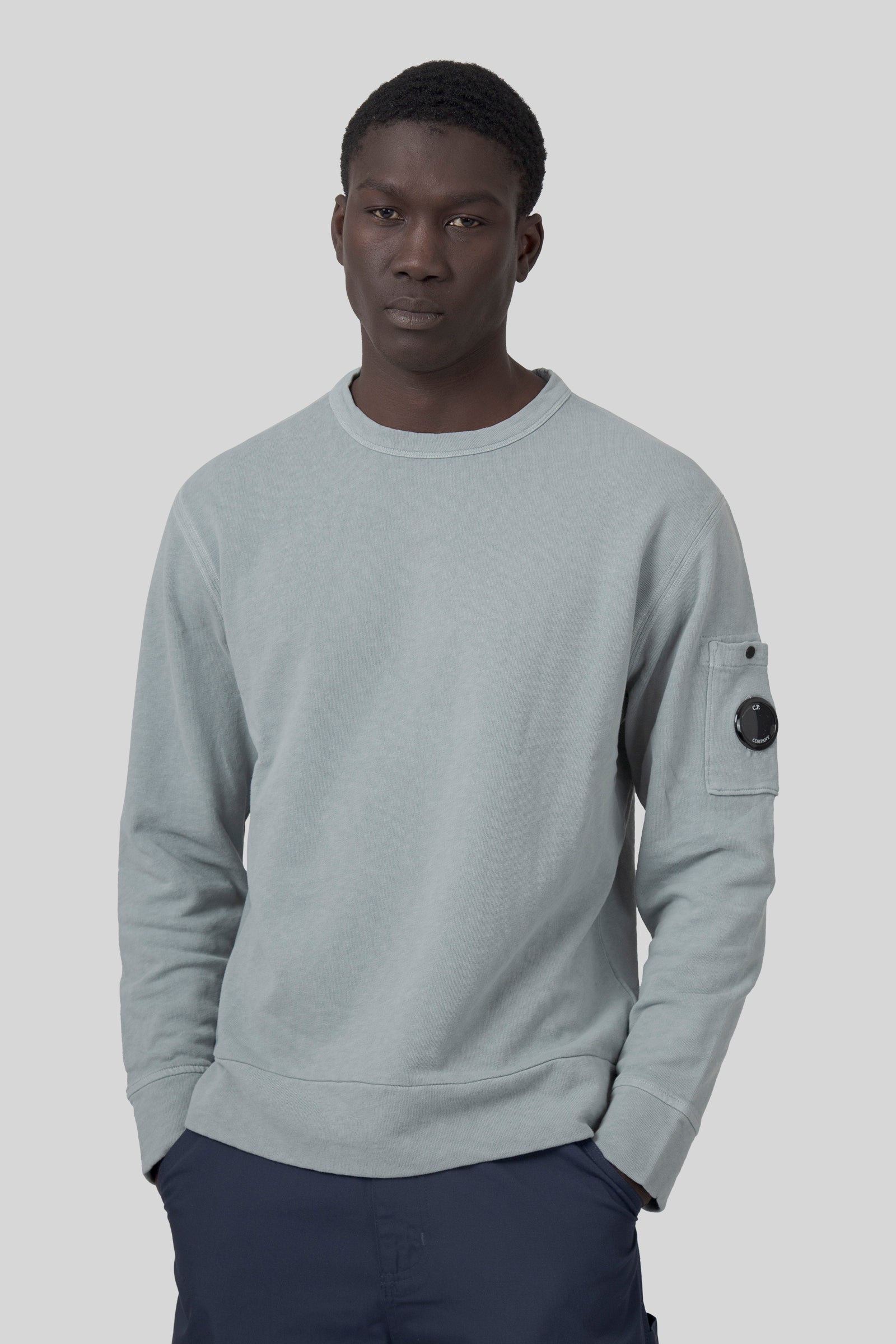 C.p. Company Felpa Crewneck Malfilé Celeste Uomo - 3