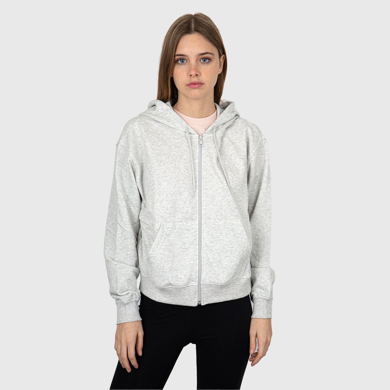 New Balance French Terry Full Zip Hoodie Cotton Light Grey - 6