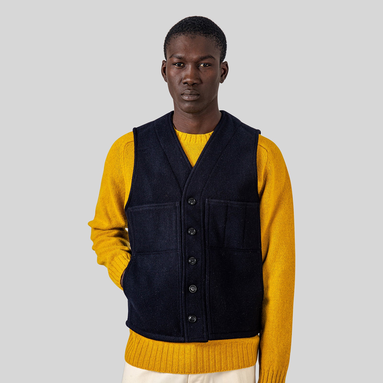 Filson Mackinaw Wool Vest Blu Navy Uomo - 7