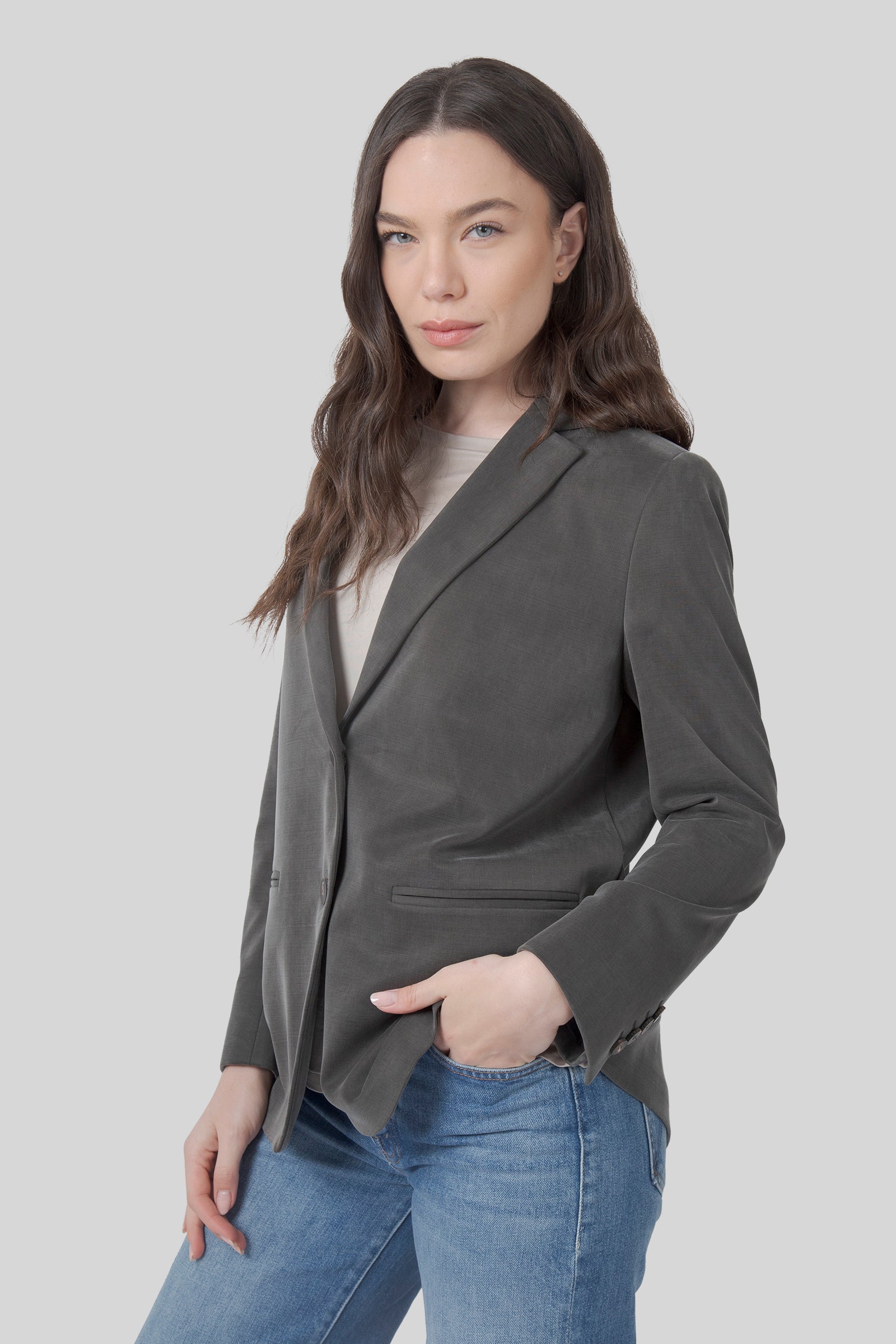 Rrd Blazer Cupro Boyfriend Wom Verde Scuro Donna - 5