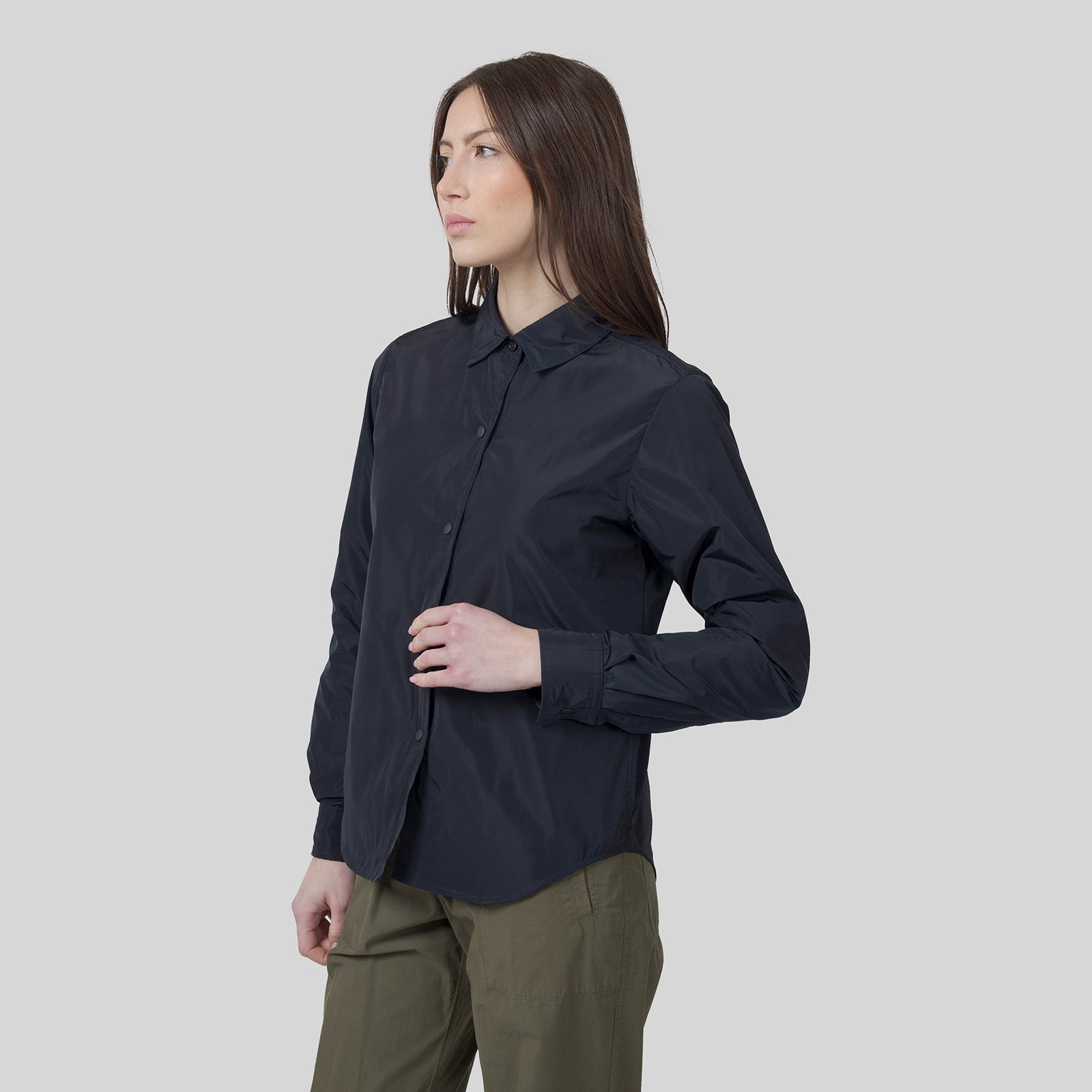 Aspesi Camicia Glue Sfoderata Poliestere Tecnico Blu Scuro Donna - 8