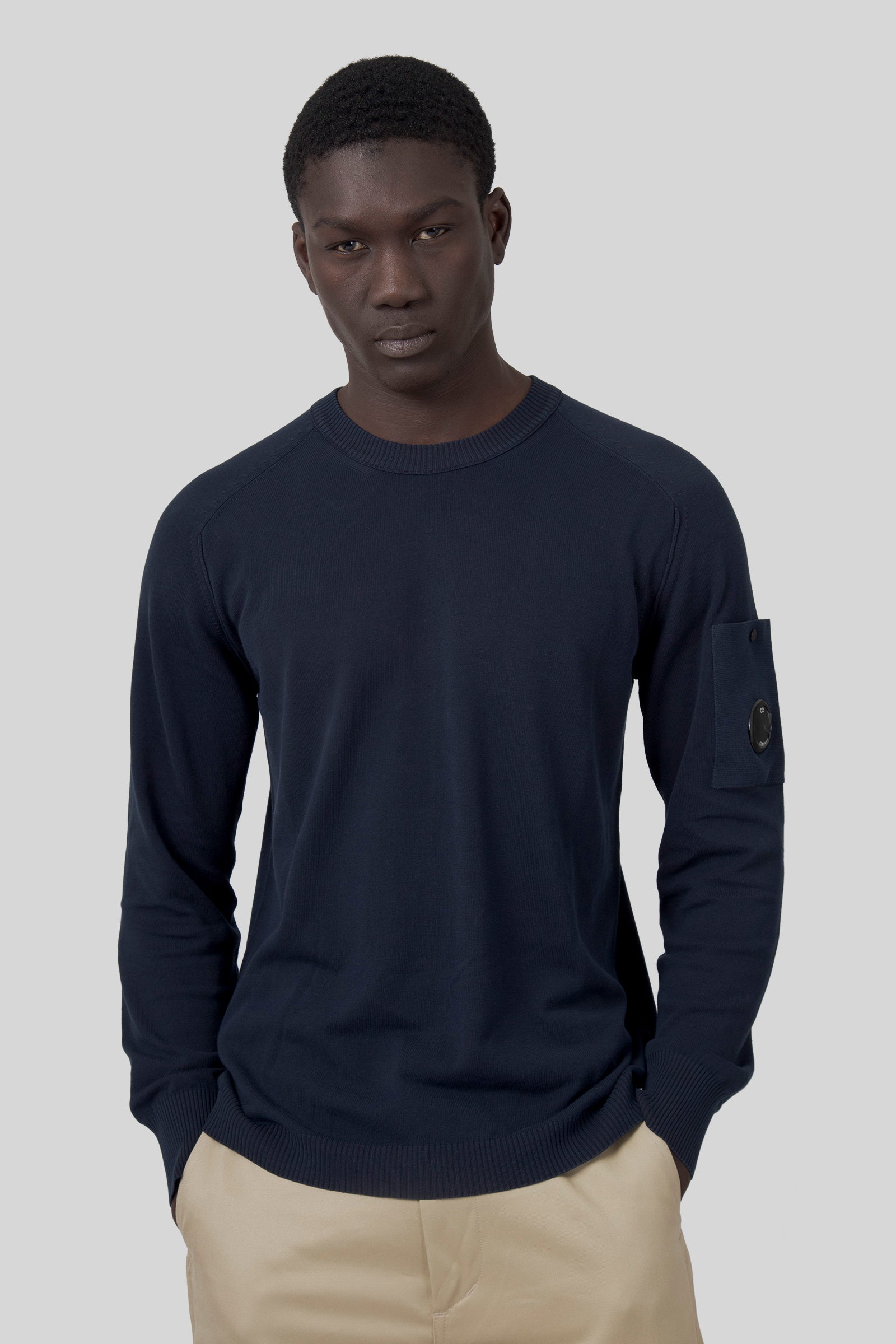 C.p. Company Maglia Cotton Crepe Crewneck Lens Blu Uomo - 5