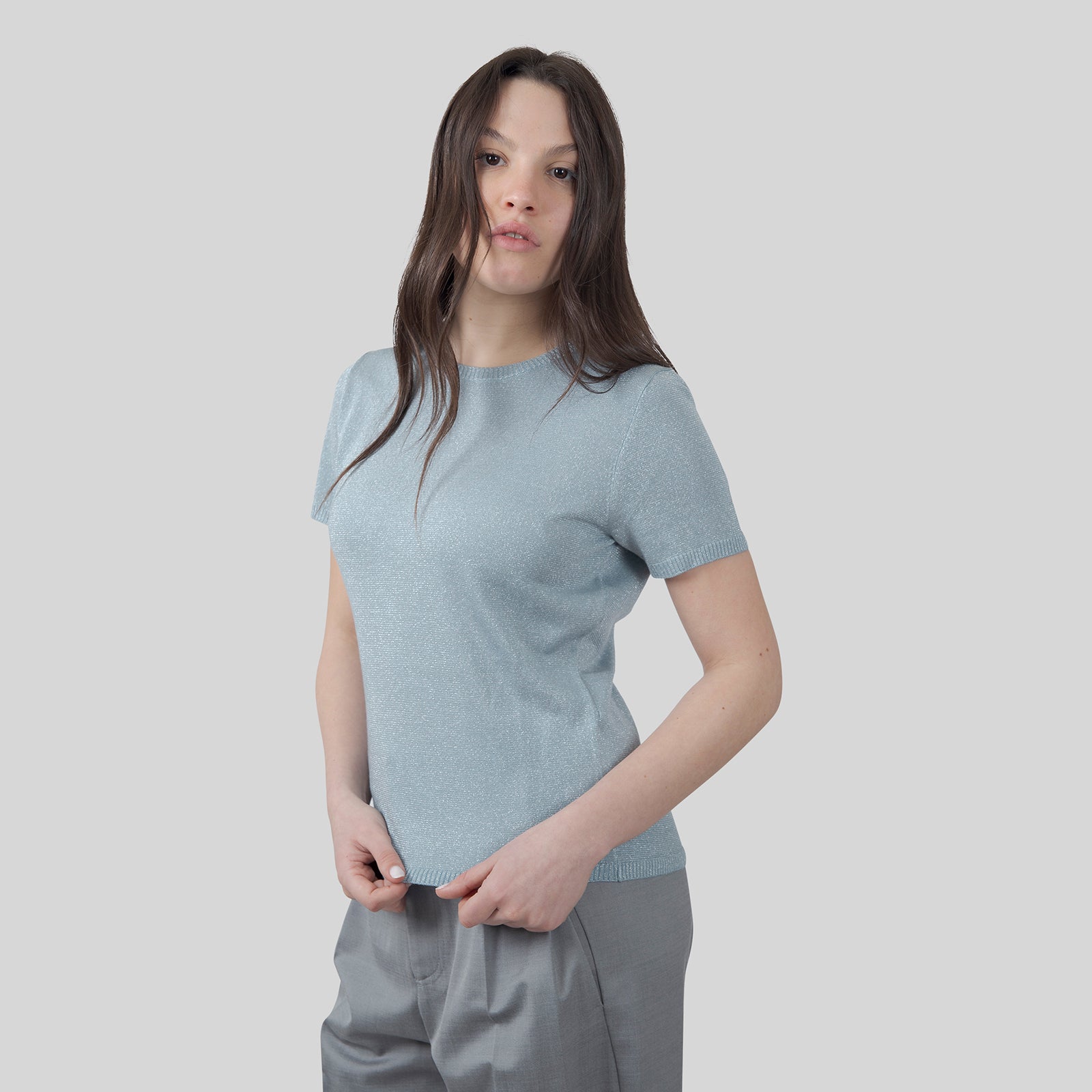 Absolut Cashmere Maglia Maria Glitter Verde Acqua Donna - 7