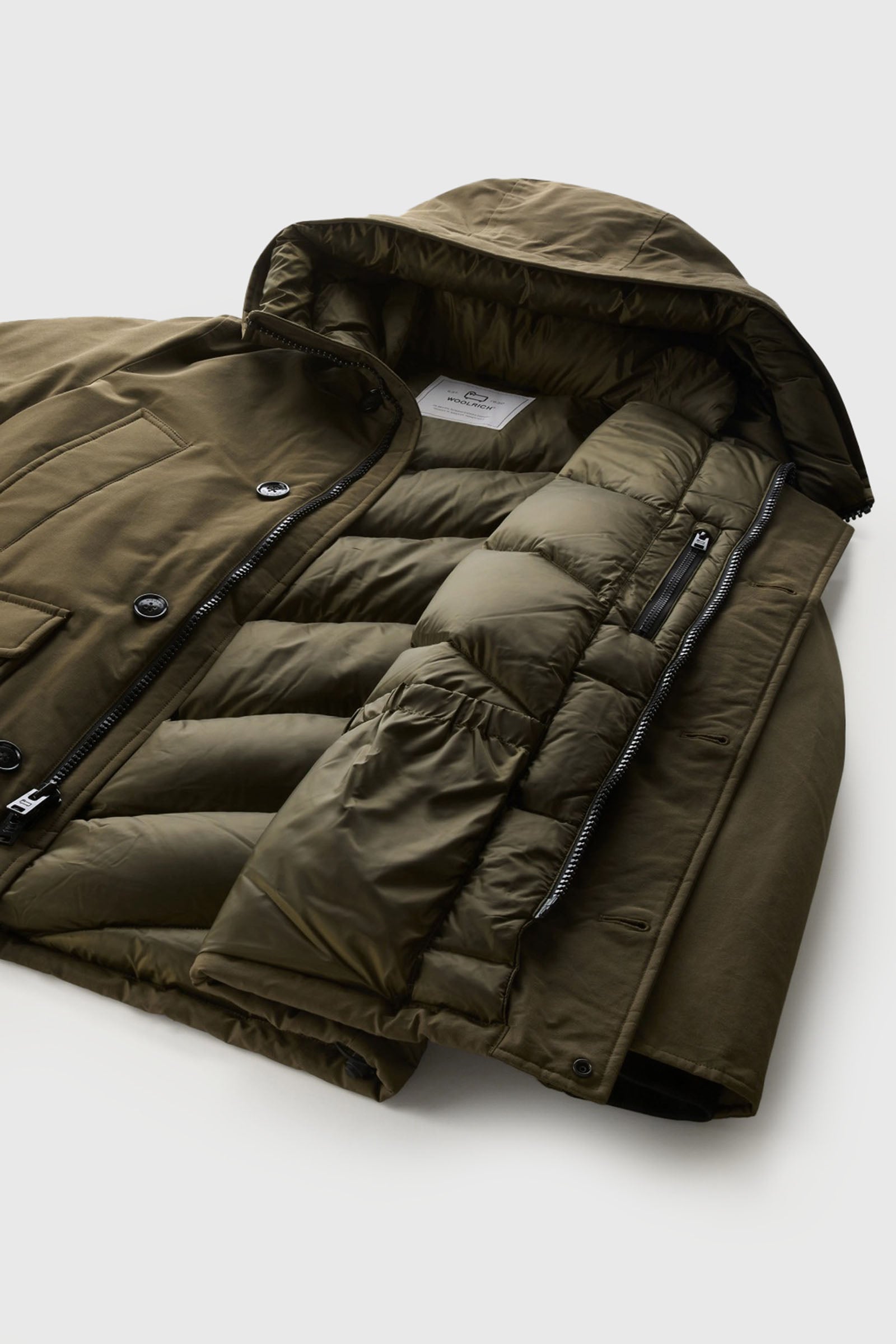 Woolrich Arctic Anorak In Ramar Cloth Verde Militare Uomo - 5