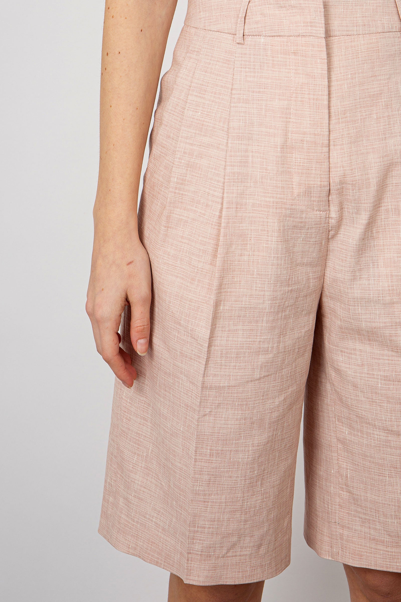 Semicouture Ellen Silk Bermuda Shorts in Light Pink - 3