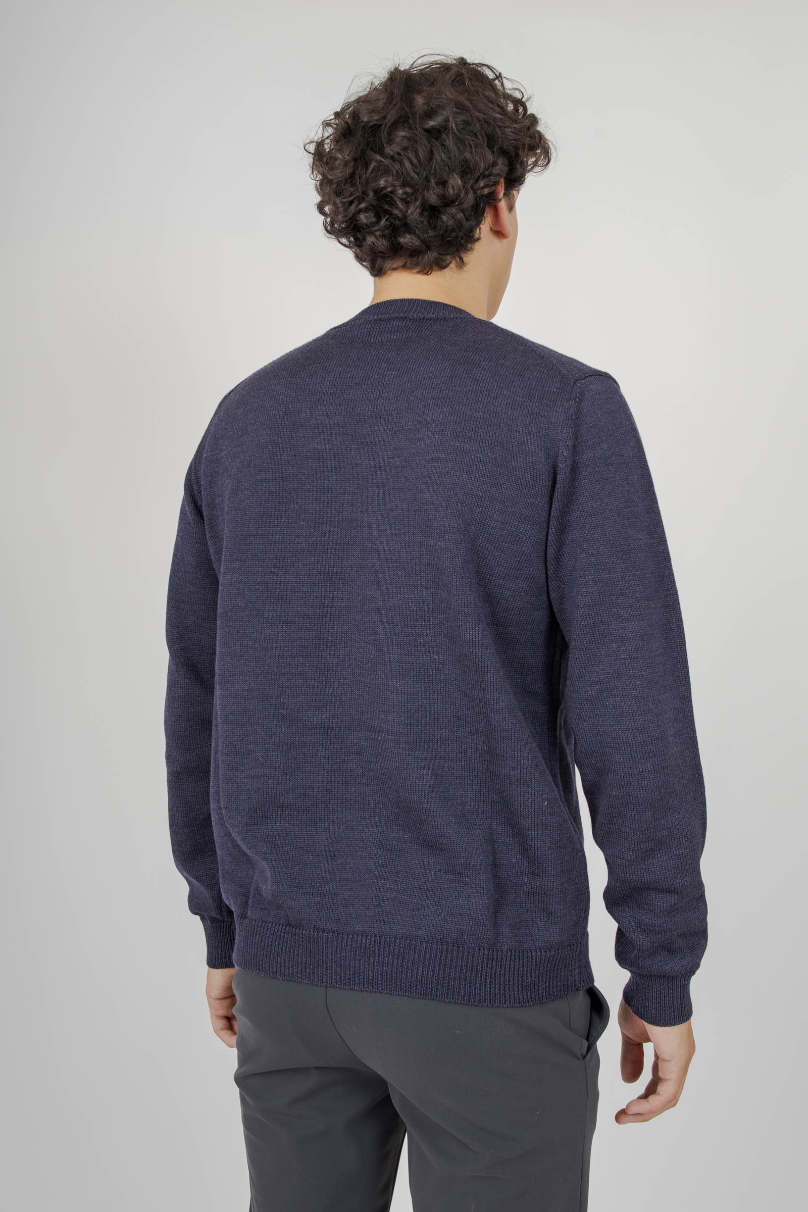 Roberto Collina Maglia Girocollo Blu Medio Uomo - 4