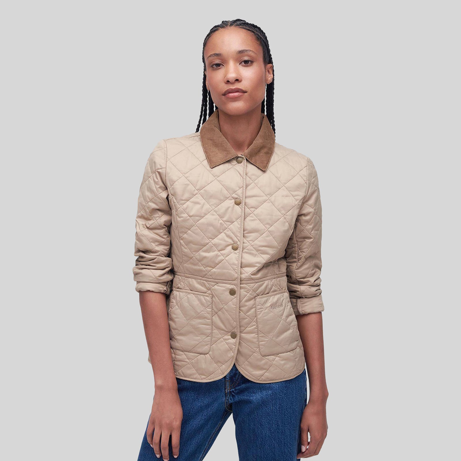 Barbour Deveron Quilt Beige Donna - 7