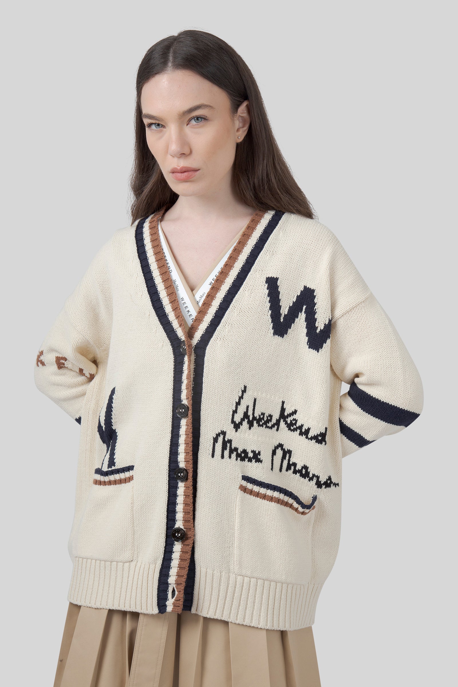 Max Mara Weekend Cardigan Blasone Beige Chiaro Donna - 5