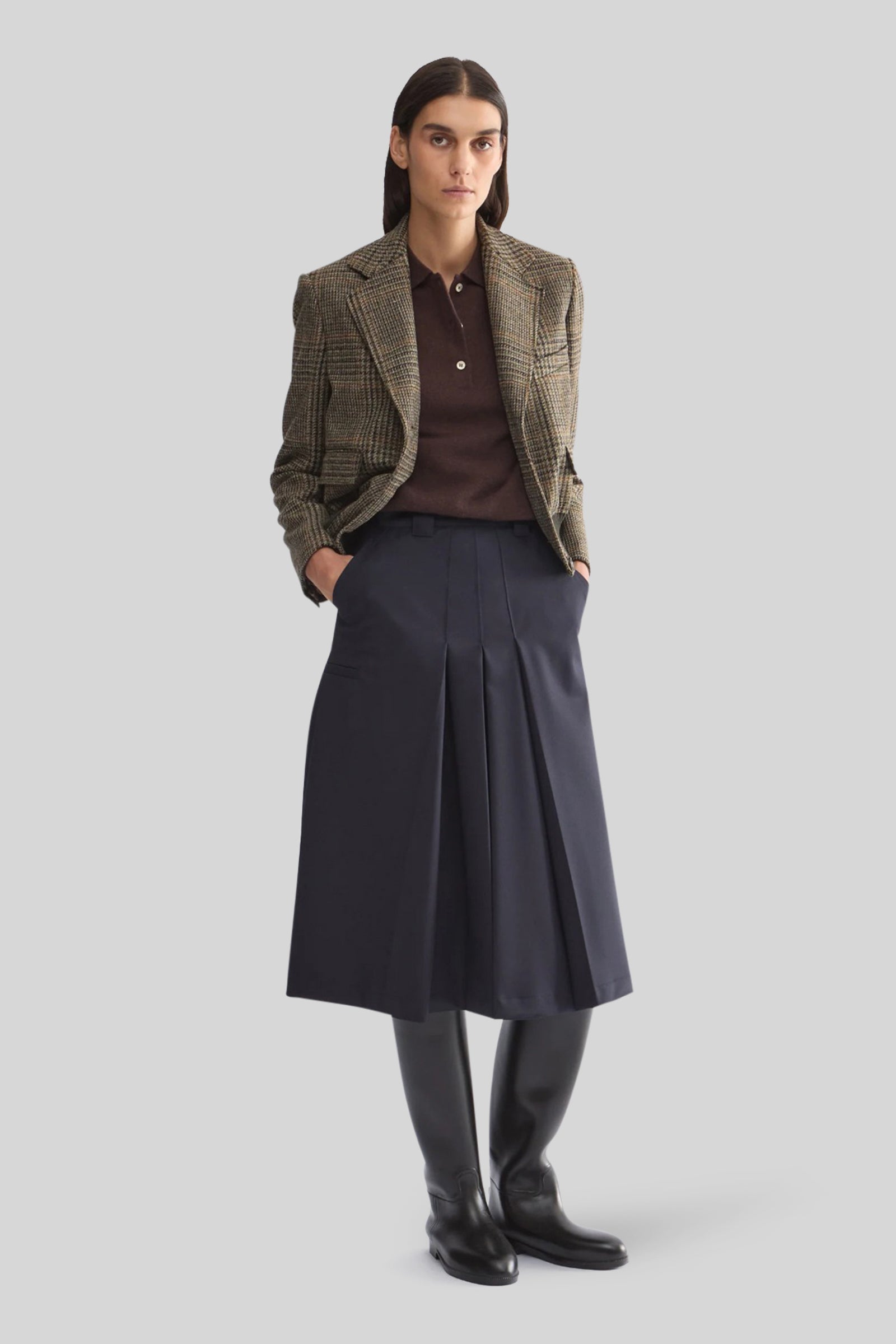 Aspesi Giacca In Lana Check Militare Verde Militare Donna - 2