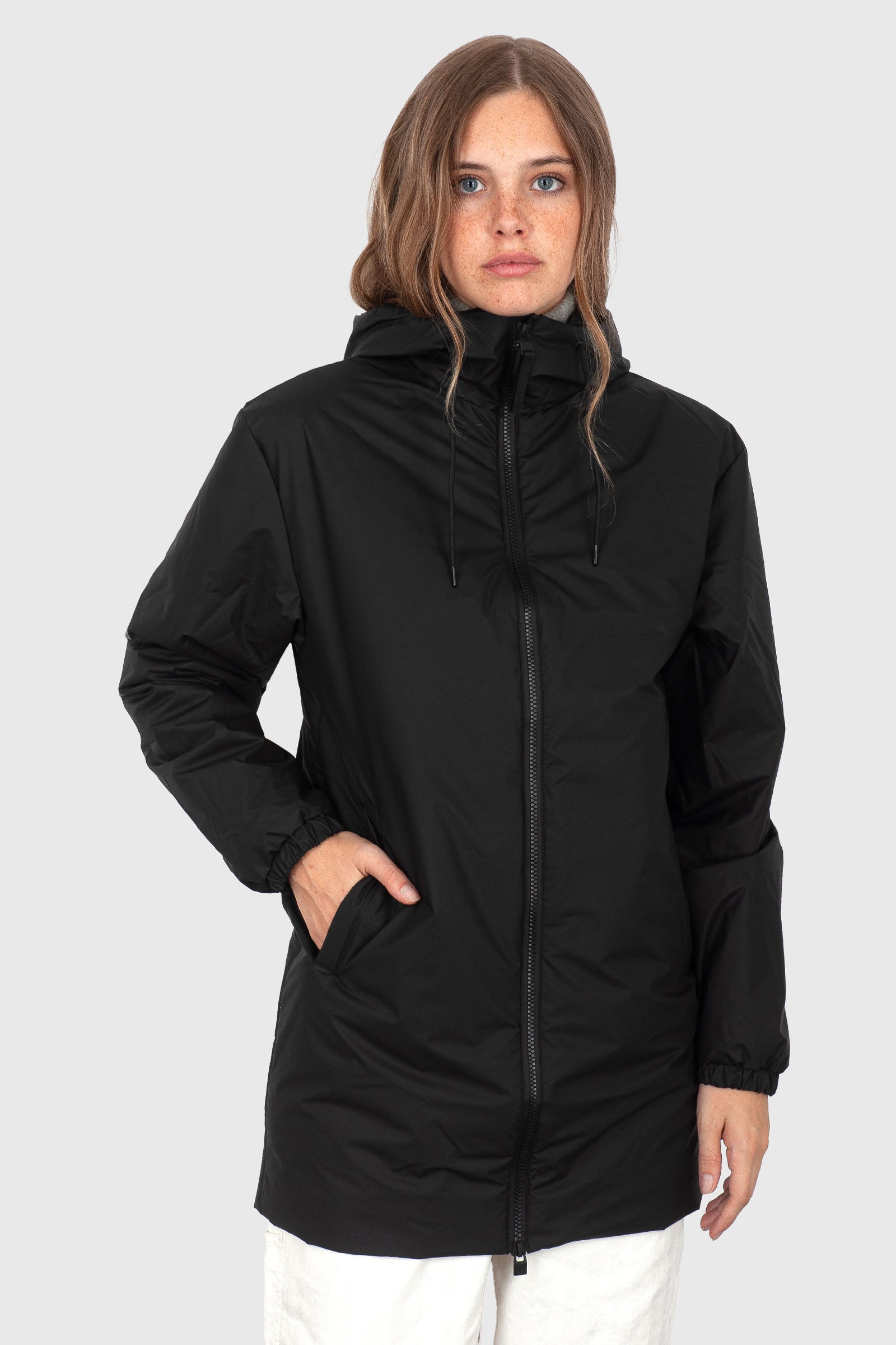 Rains Lohja Long Jacket Nero Donna - 1