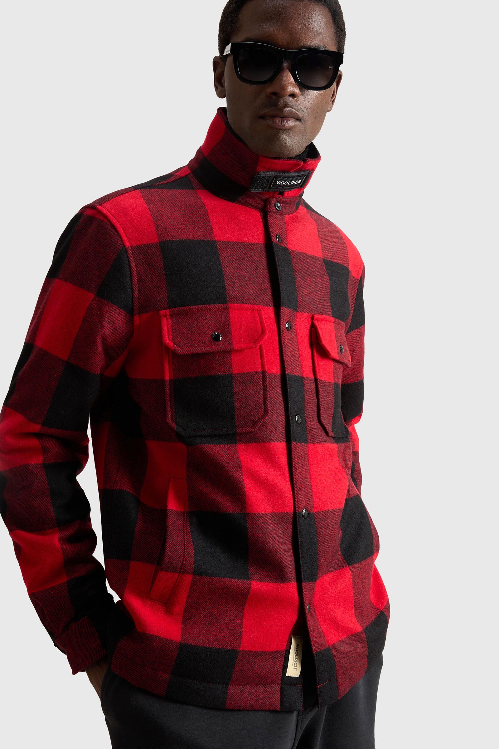 Woolrich Overshirt Alaskan Wool Check Nero/rosso Uomo - 2