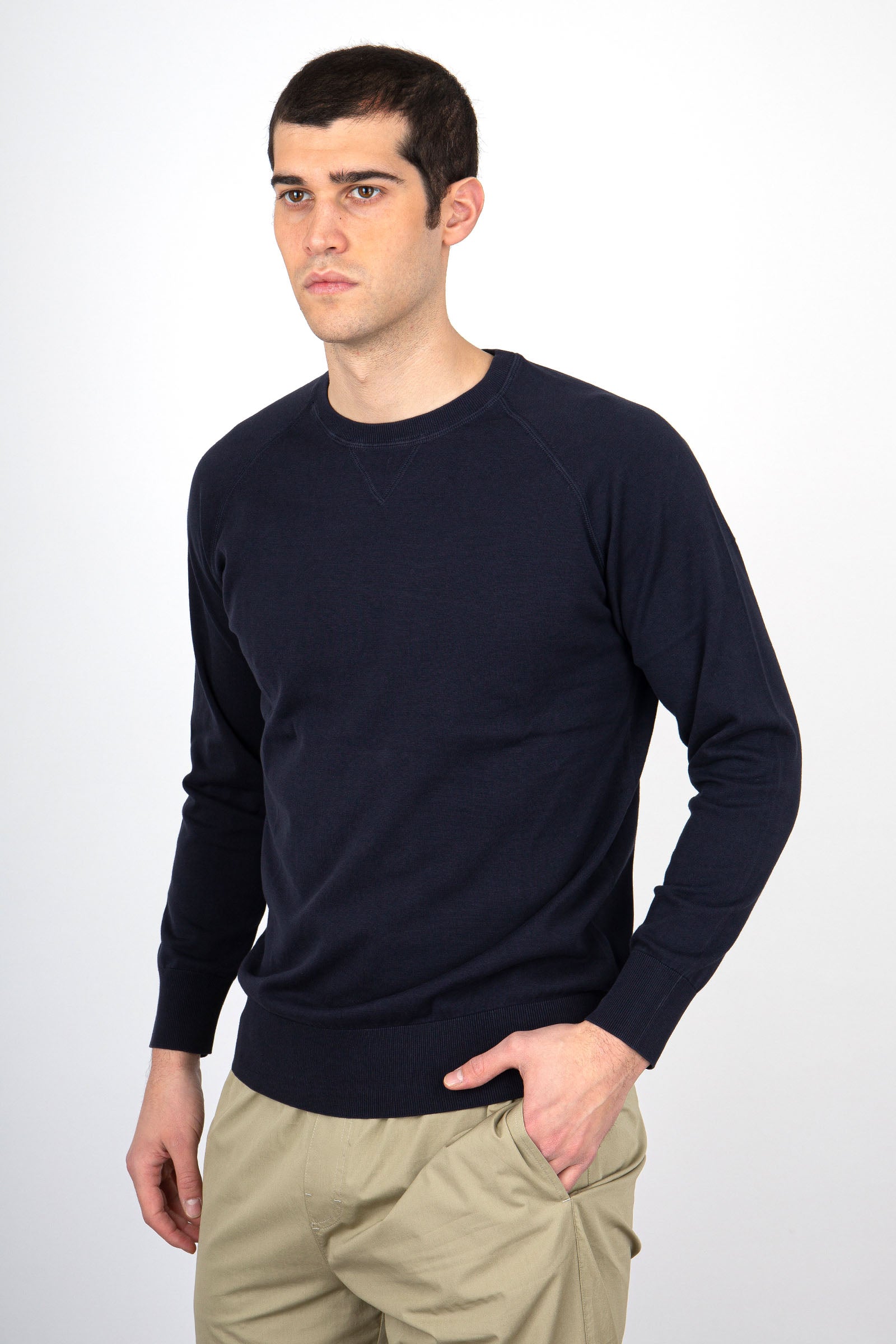 Aspesi Crewneck Cotton Sweater Blue - 1