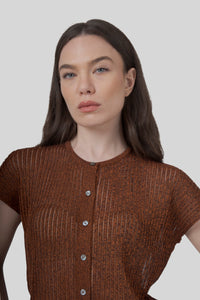 Roberto Collina Maglia Costa Lurex Ruggine Donna roberto collina