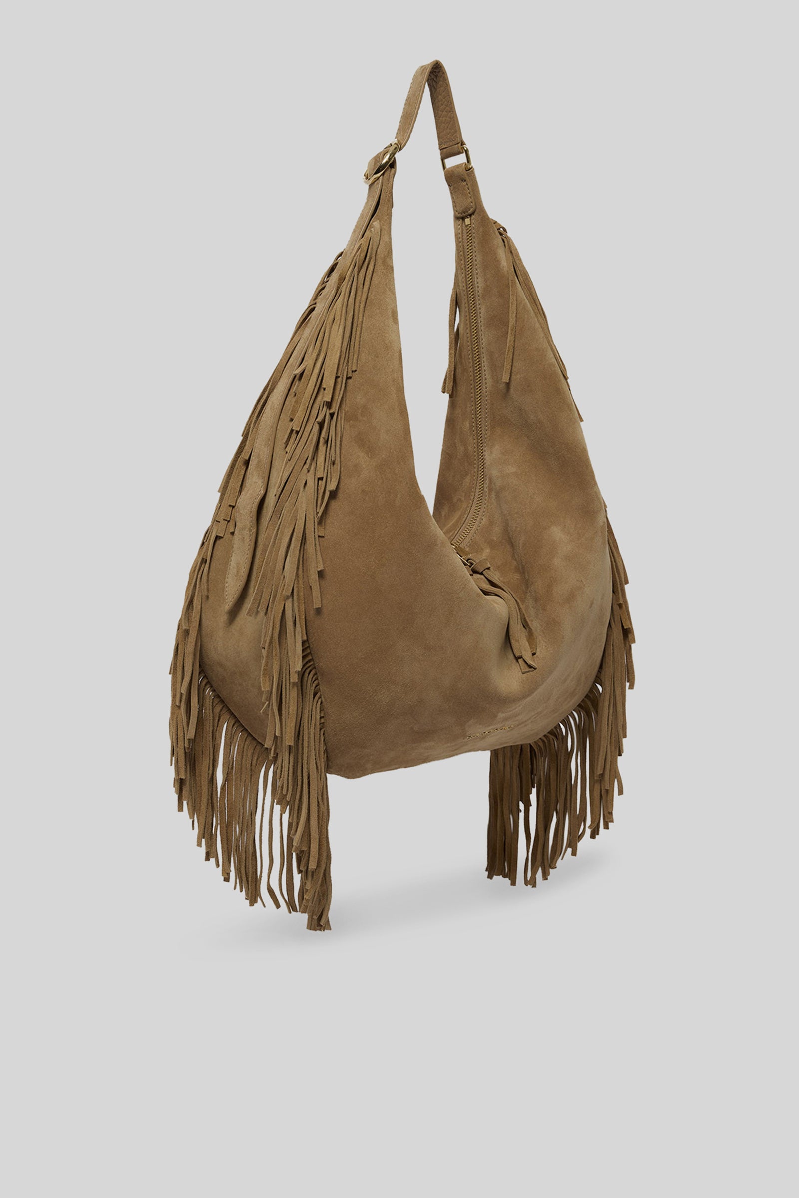 Orciani Borsa Hobo Large Peach Fringe In Suede Biscotto Donna - 2