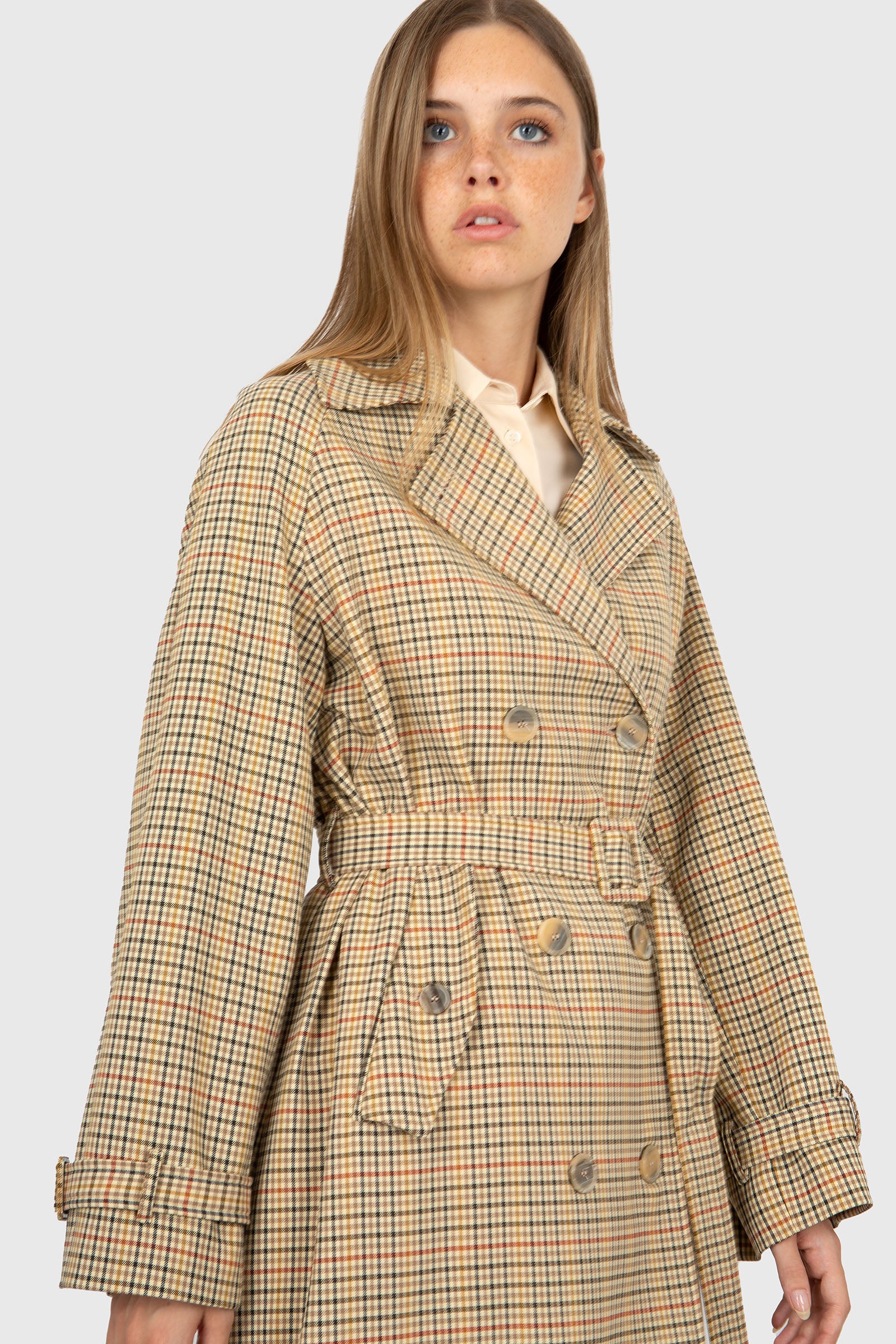 Semicouture Trench Check Beige Donna - 7