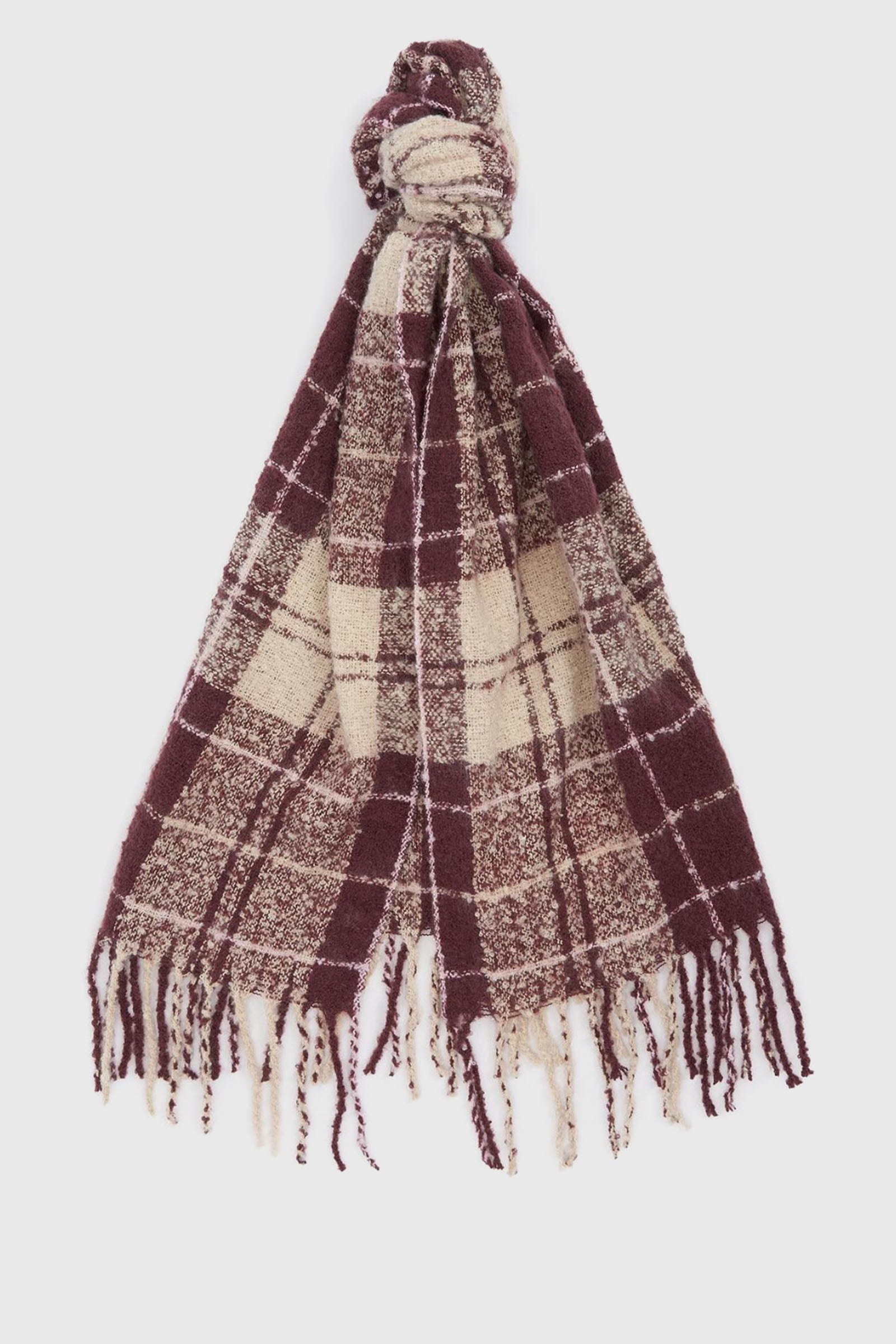 Barbour Saltburn Beanie & Tartan Scarf Gift Set Bordeaux Donna - 4