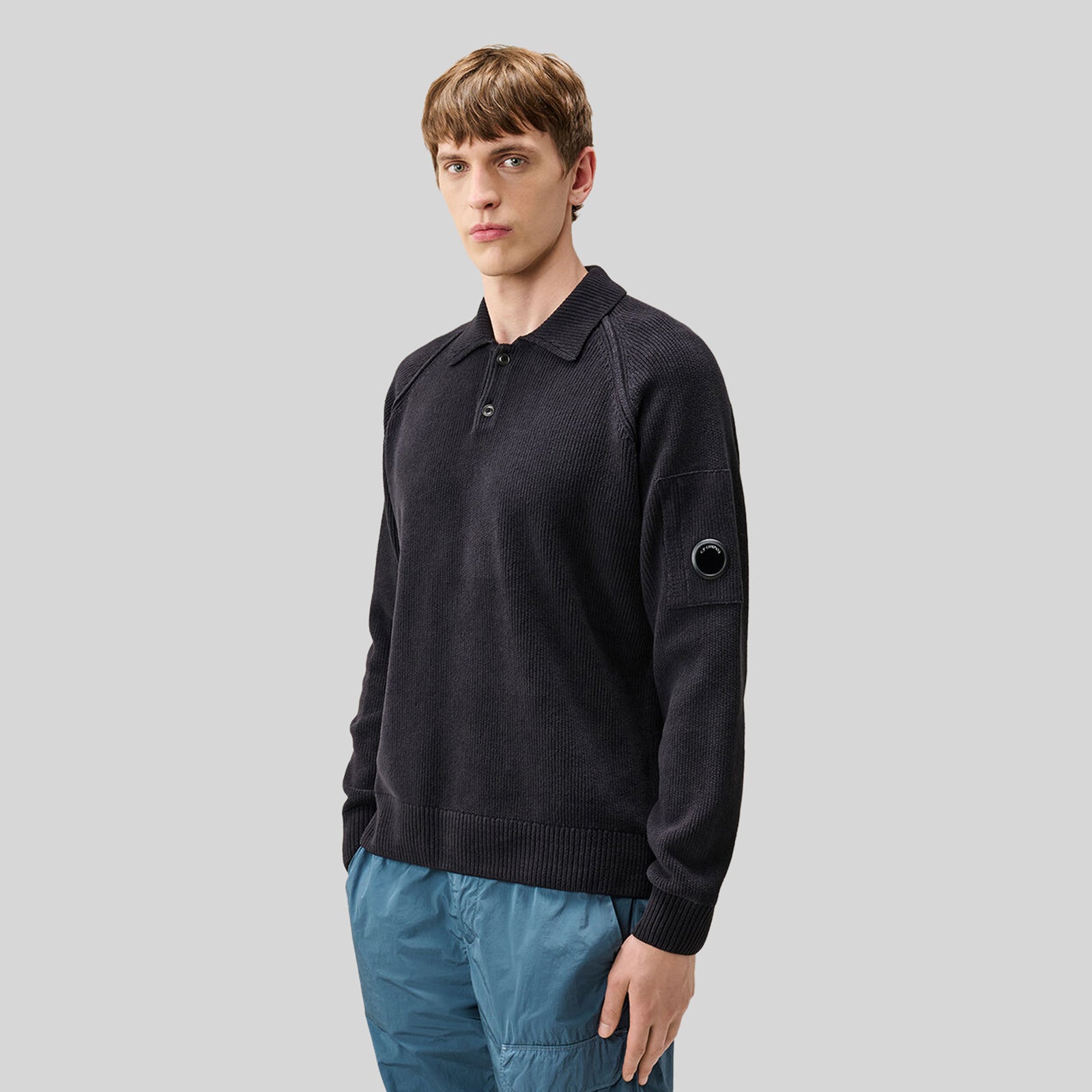 Chenille Cotton Lens Polo Sweater - 5