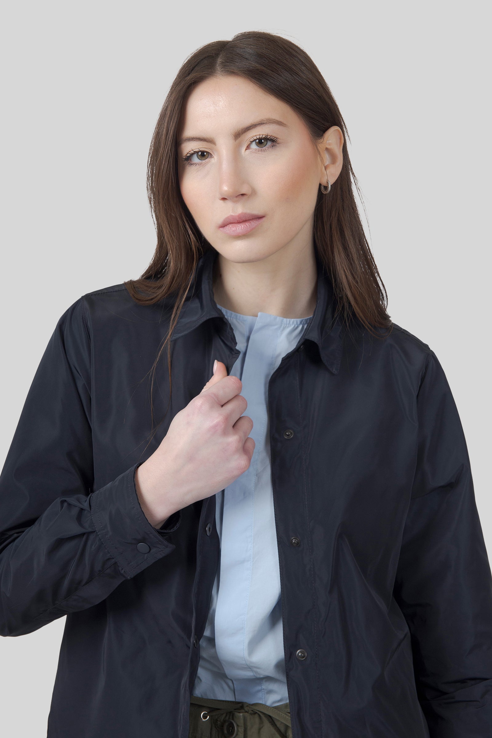 Aspesi Camicia Glue Sfoderata Poliestere Tecnico Blu Scuro Donna - 2