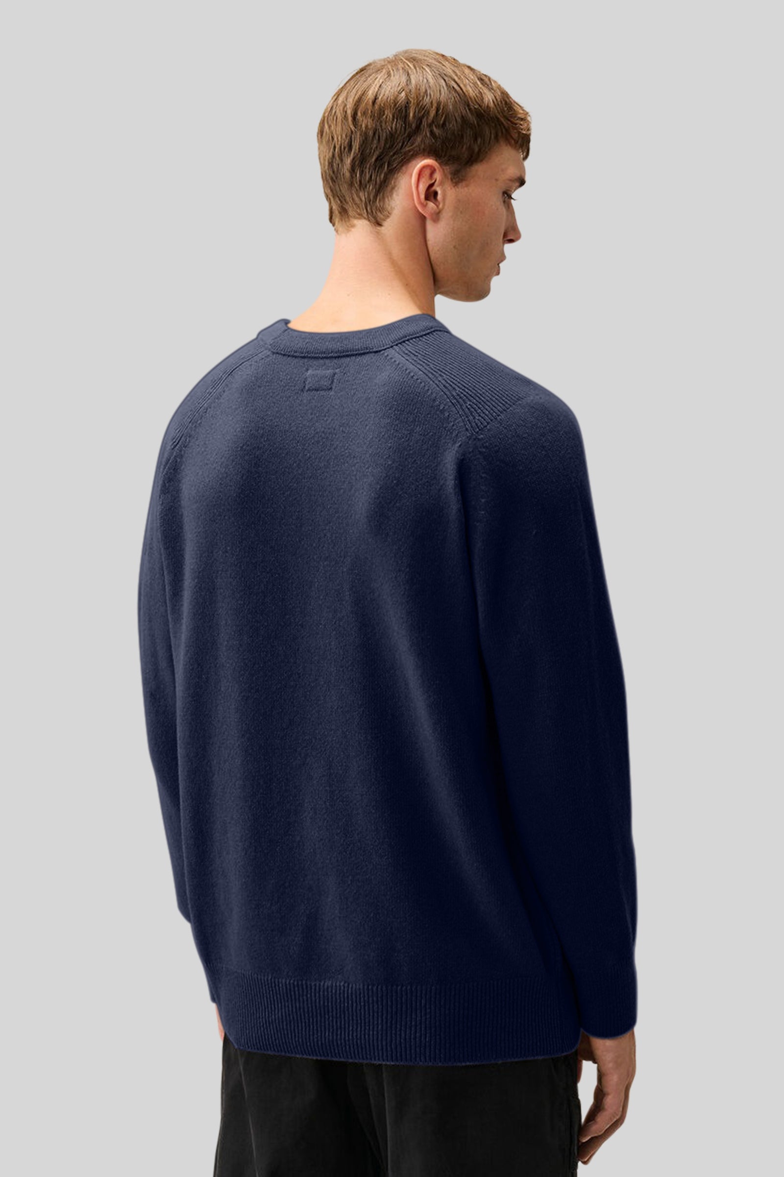 C.p. Company Maglia Lambswool Lens Crewneck Blu Scuro Uomo - 4