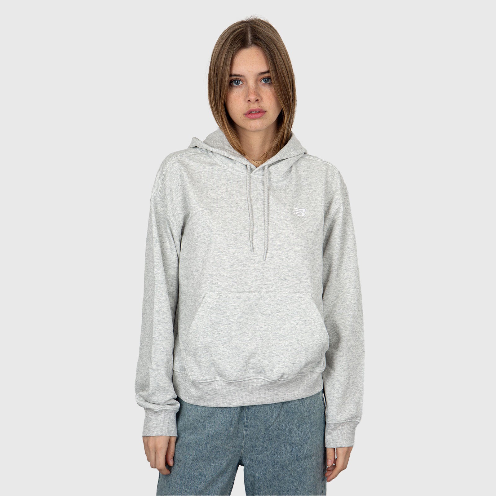 New Balance French Terry Small Logo Hoodie Light Grey Cotton - 6