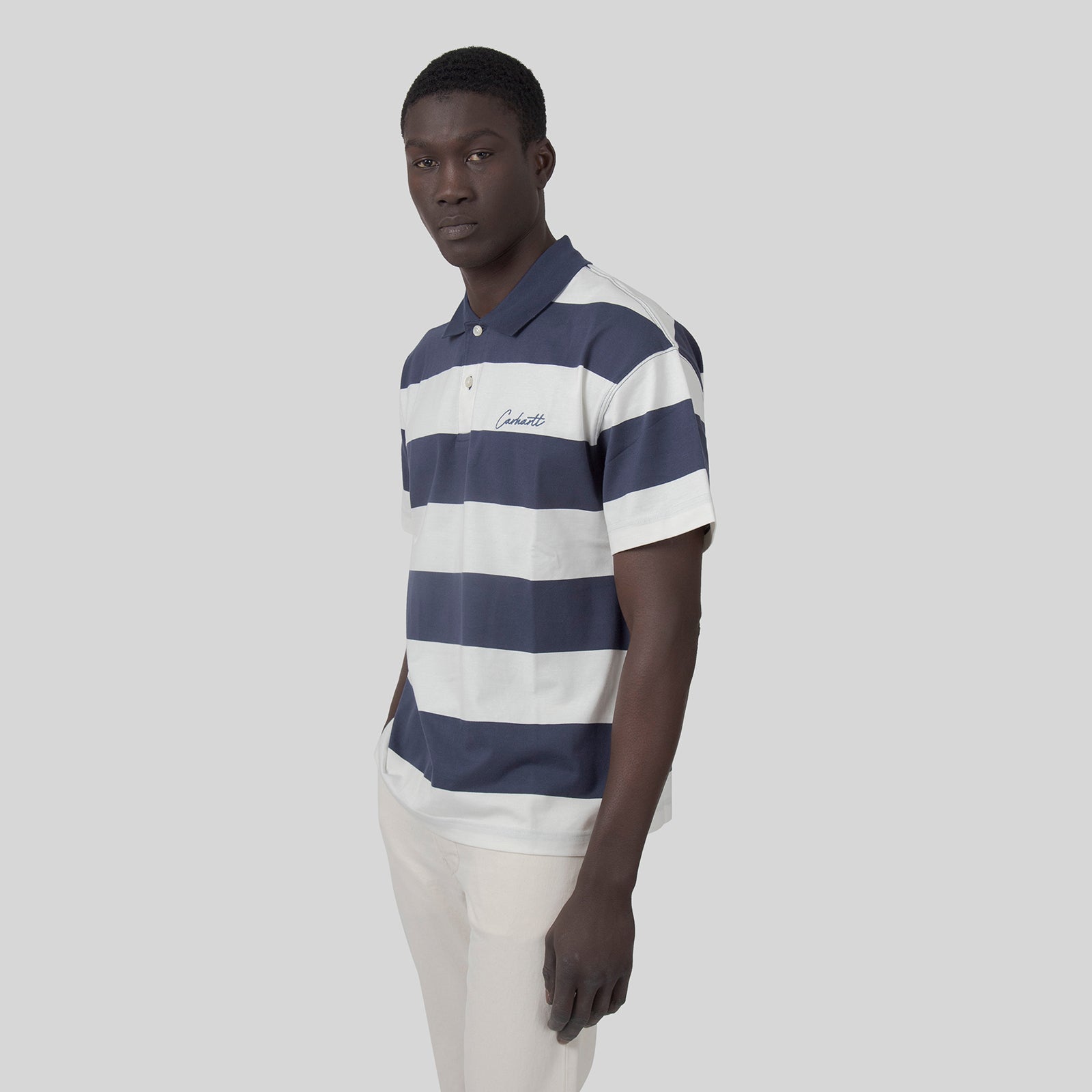 Carhartt Wip Delray Polo Blu/bianco Off Uomo - 6