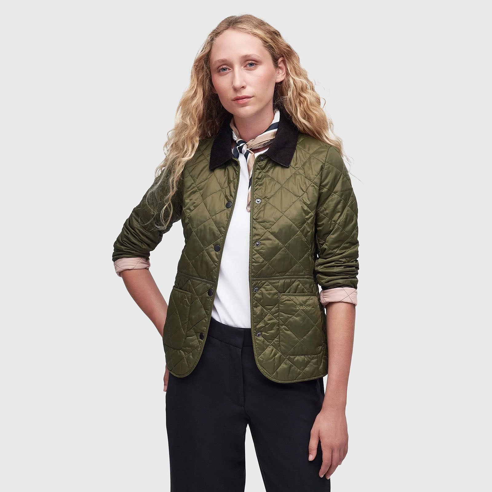 Barbour Giubbotto Deveron Quilt Verde Oliva Donna - 8