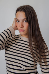 Weekend Max Mara Maglia Girocollo Riga Beige/nero Donna max mara weekend