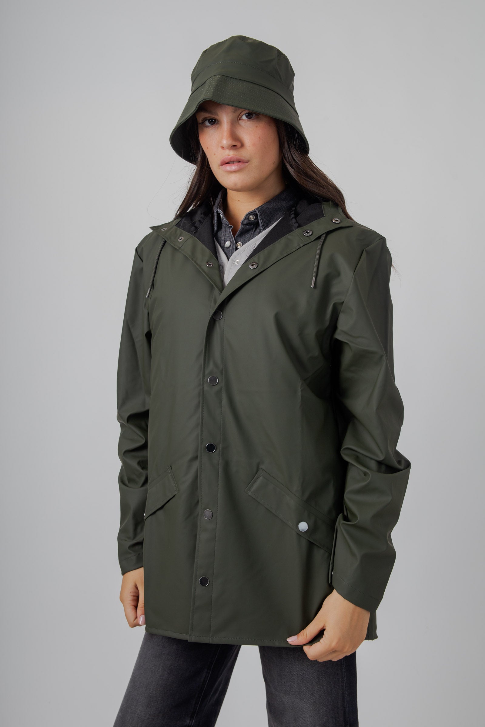 Rains Jacket Verde Donna - 5