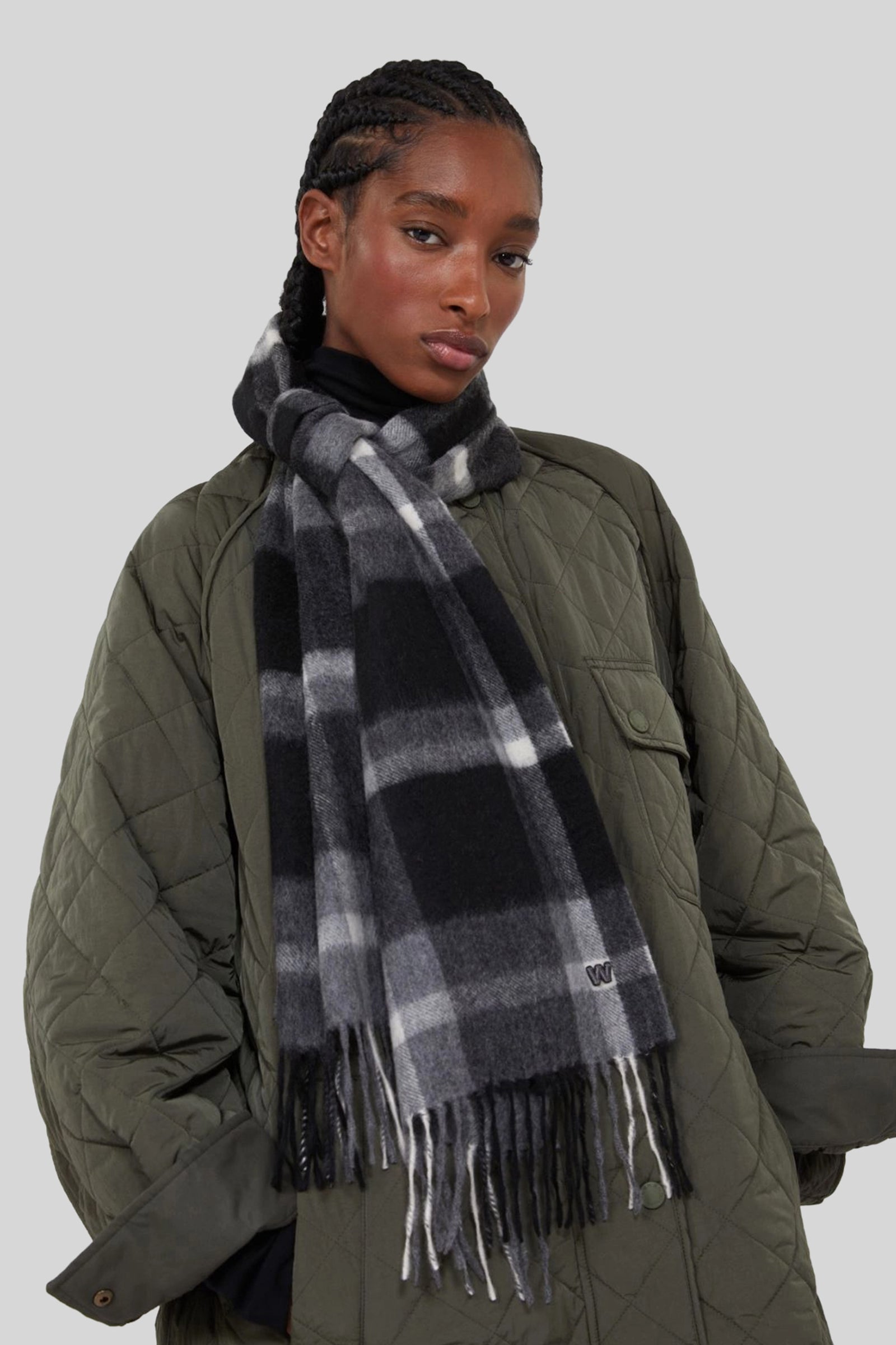 Max Mara Weekend Sciarpa In Cachemire Jacquard Nero Donna - 2