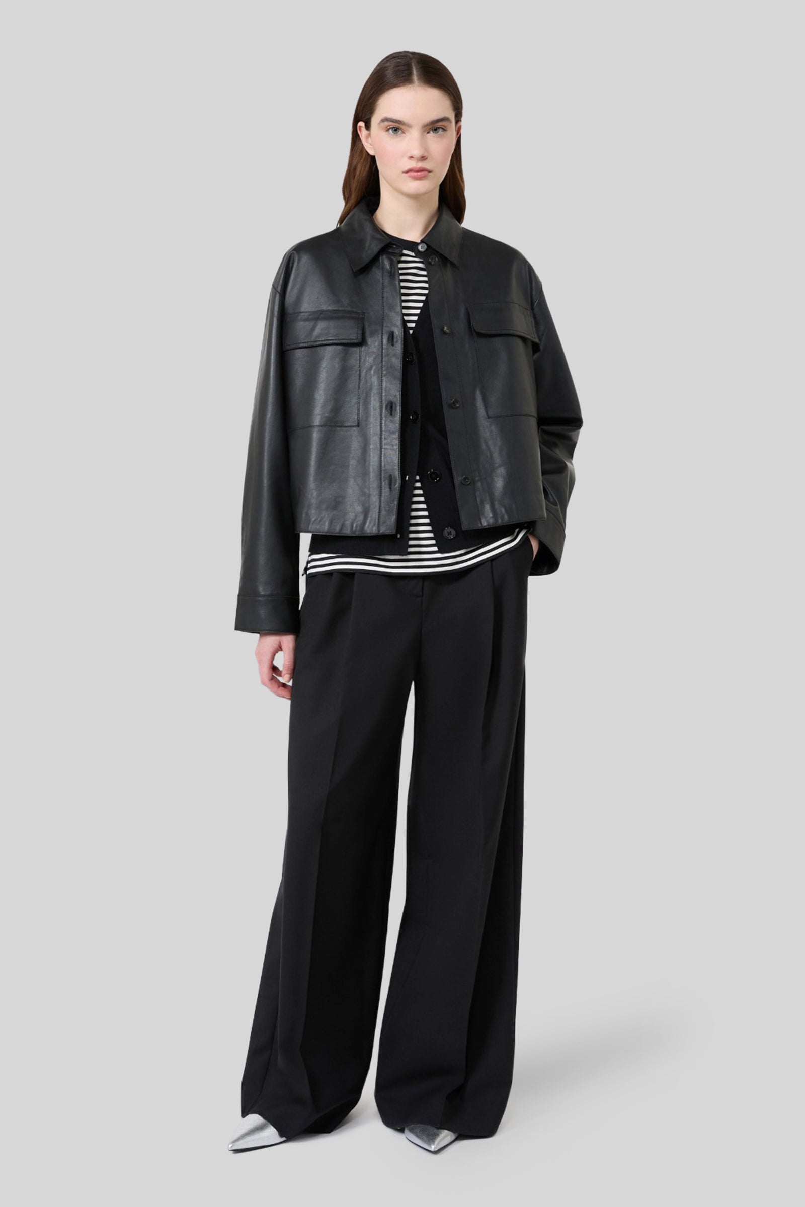 Max Mara Weekend Pantalone Wide Leg In Tela Di Lana Ovvio Nero Donna - 2