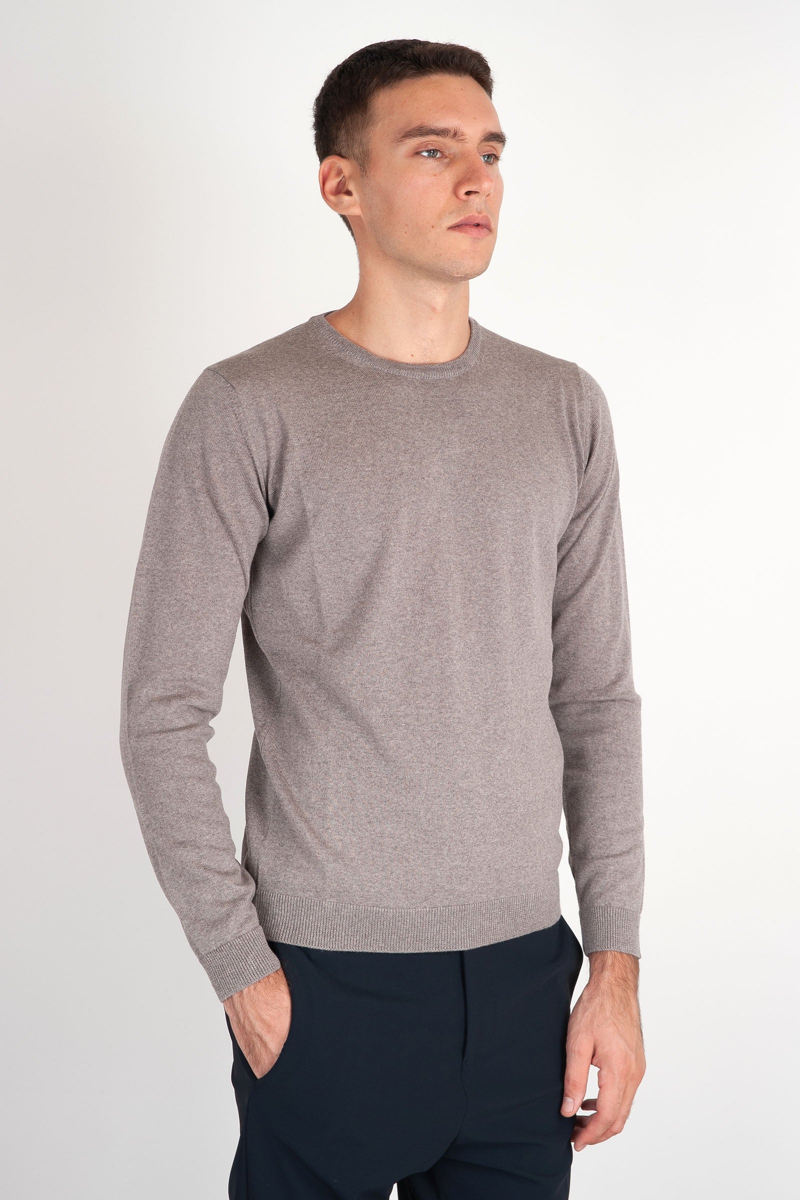 Roberto Collina Round Neck Wool Sweater Grey - 1