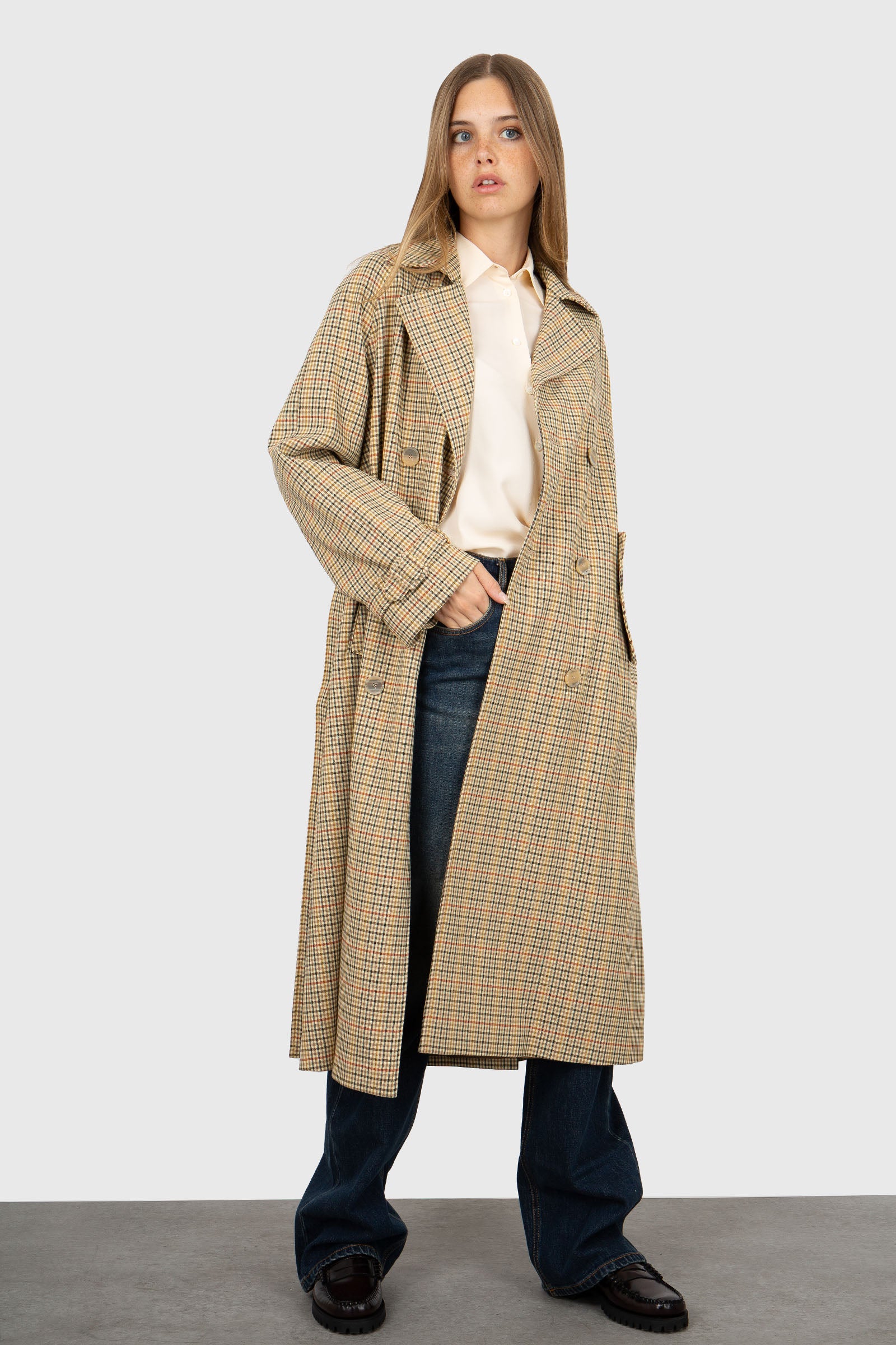 Semicouture Trench Check Beige Donna - 6