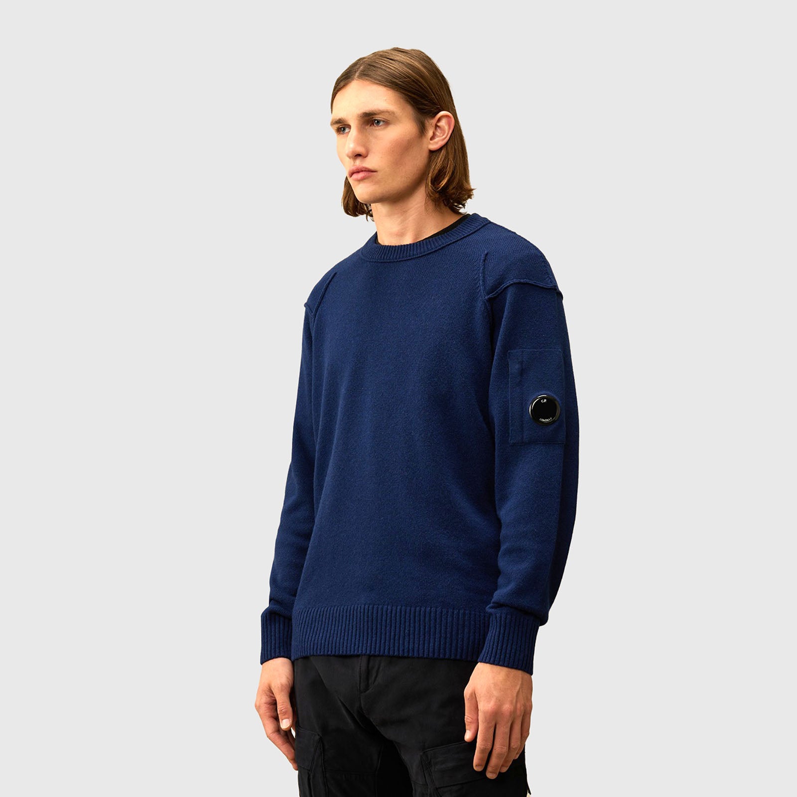 C.p. Company Maglia Lambswool Grs Crew Neck Blu Uomo - 5