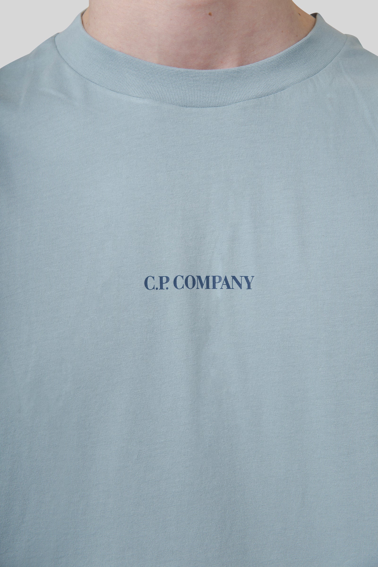 C.p. Company T-shirt 30/1 Jersey Logo Celeste Uomo - 6