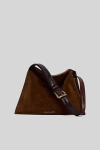 Orciani Borsa Trinity Peach Midi In Suede E Cuoio Tabacco Donna orciani