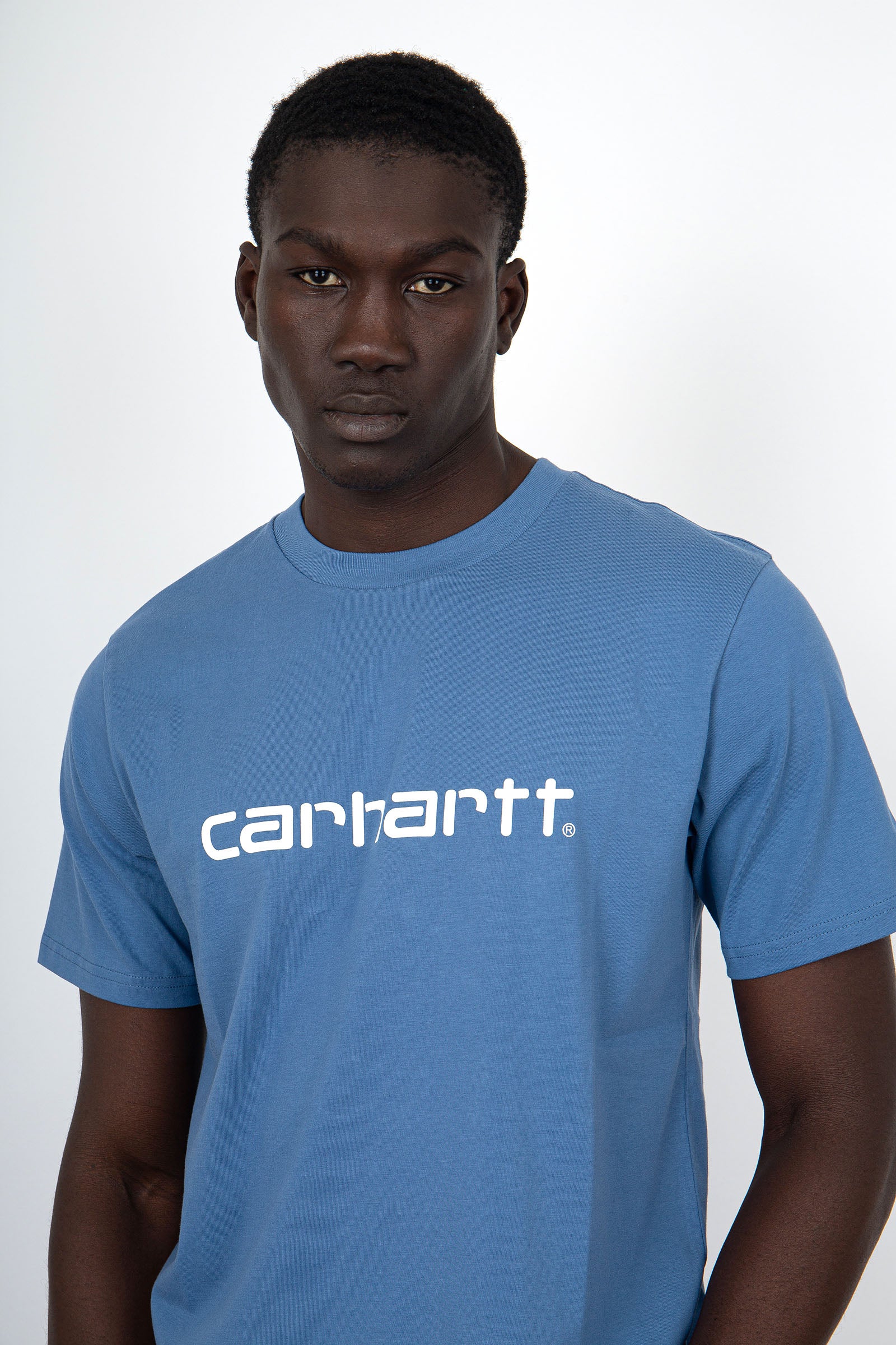 Carhartt WIP T-Shirt Short Sleeve Script Cotone Azzurro - 1