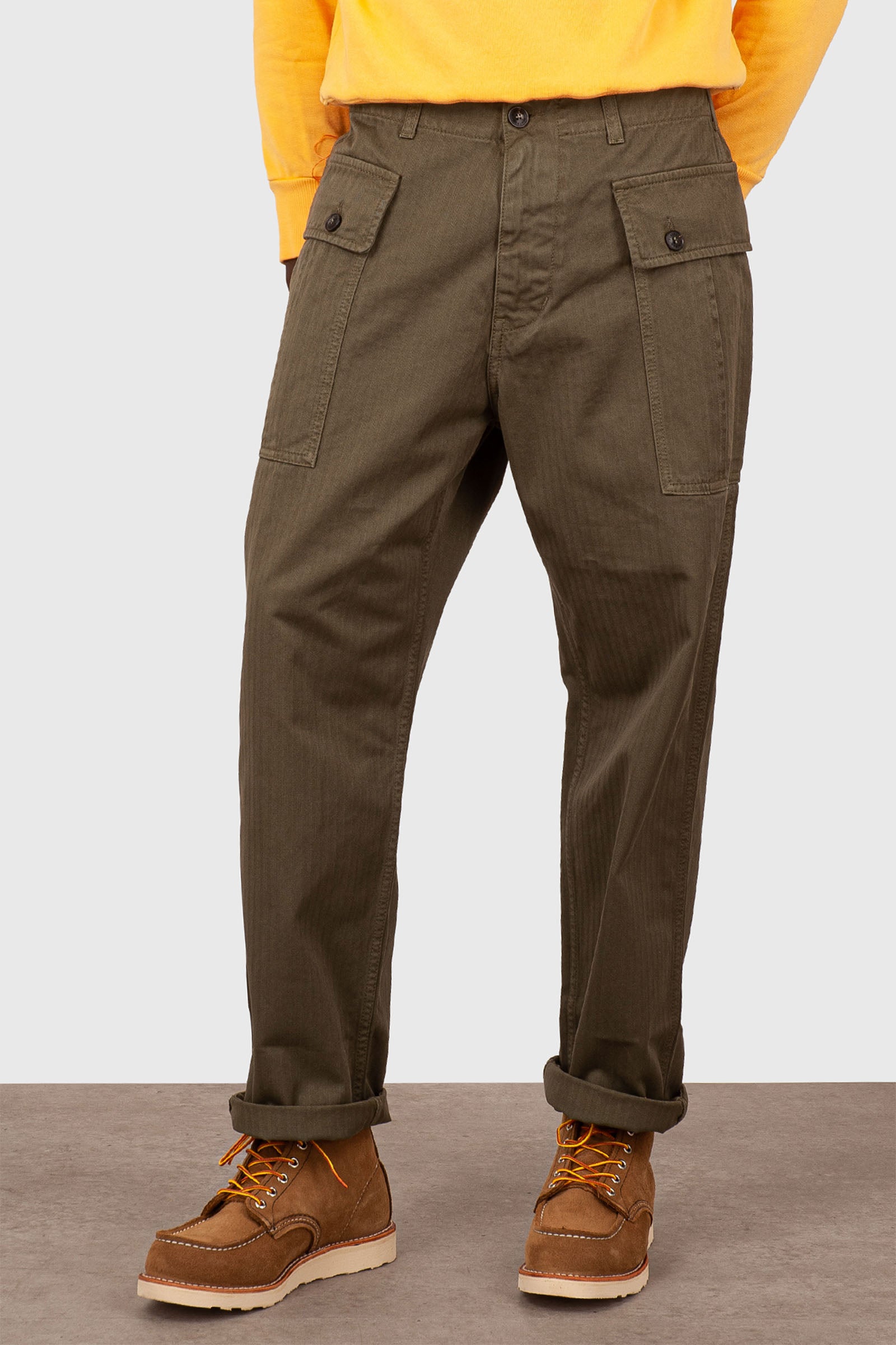 Fortela Pantalone Cargo Durango Woven Herringbone Verde Militare Uomo - 1