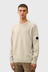 C.p. Company Maglia Lambswool Grs Crew Neck Bianco Off Uomo c.p. company