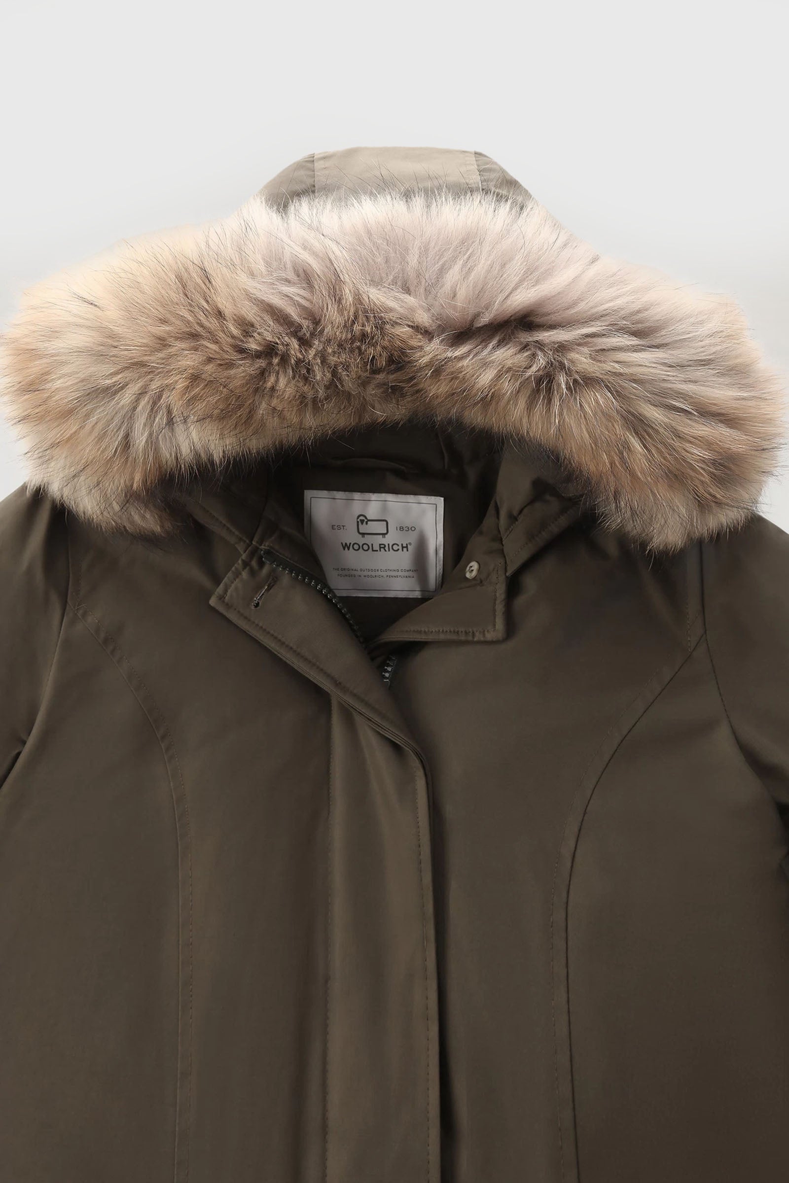 Woolrich Arctic Raccoon Parka Verde Militare Donna - 5