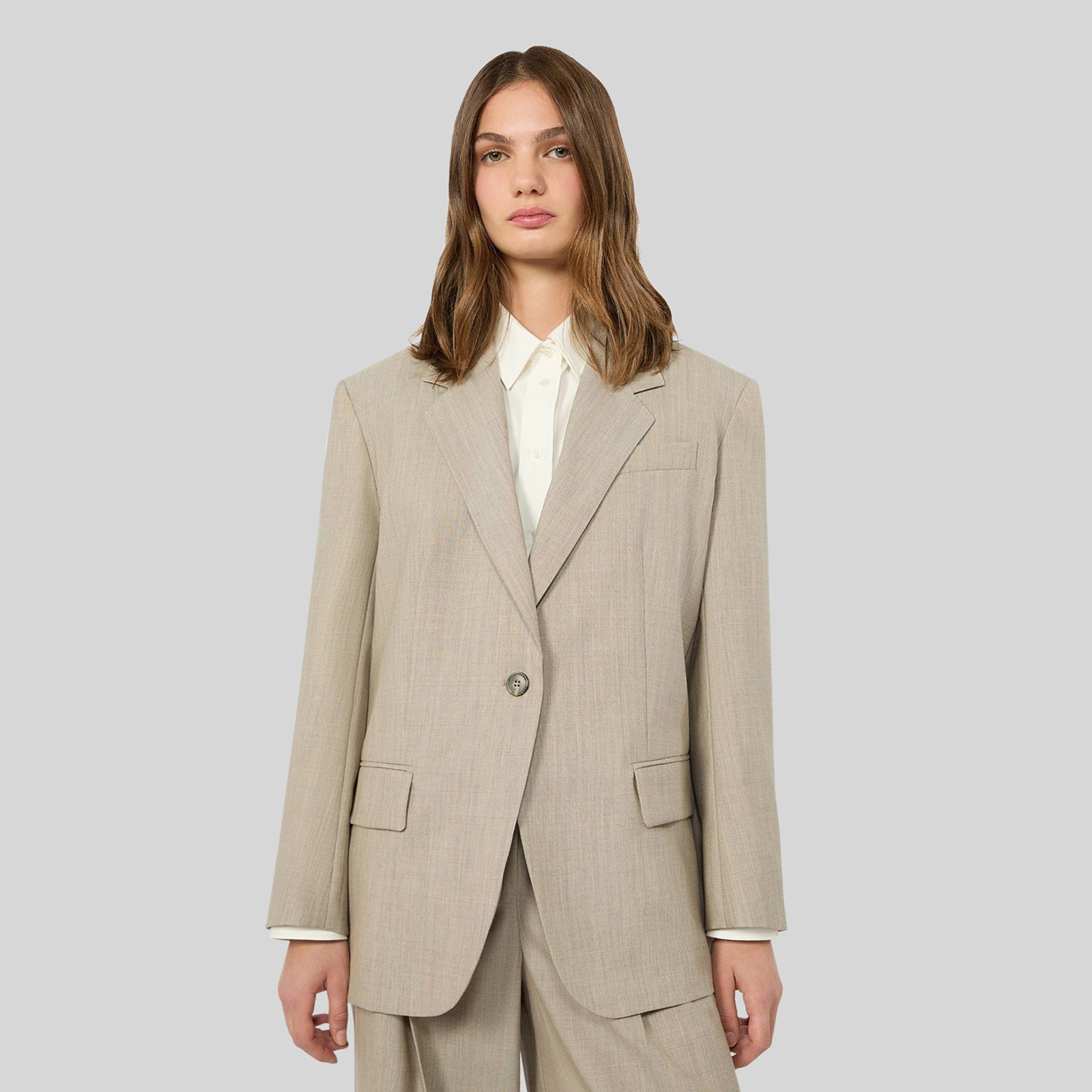 Max Mara Weekend Blazer Over In Tela Di Lana Attila Nocciola Donna - 5