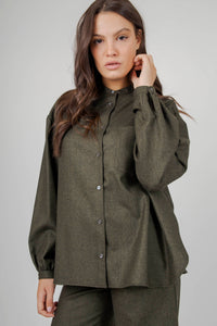 Aspesi Camicia In Flanella Misto Lana Verde Militare Donna aspesi