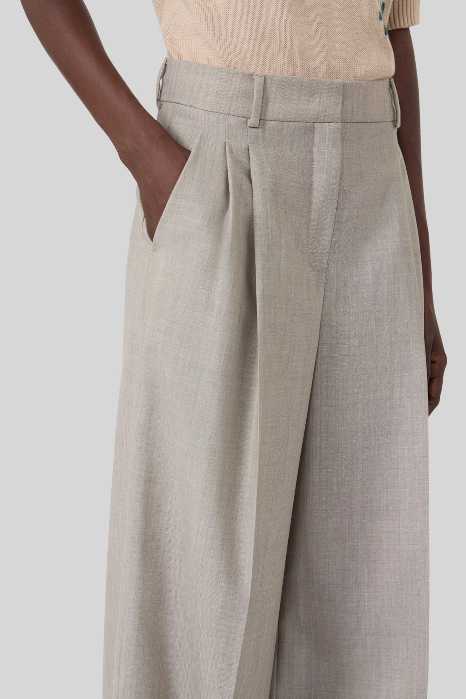 Max Mara Weekend Pantalone Wide Leg In Tela Di Lana Ovvio Nocciola Donna - 1