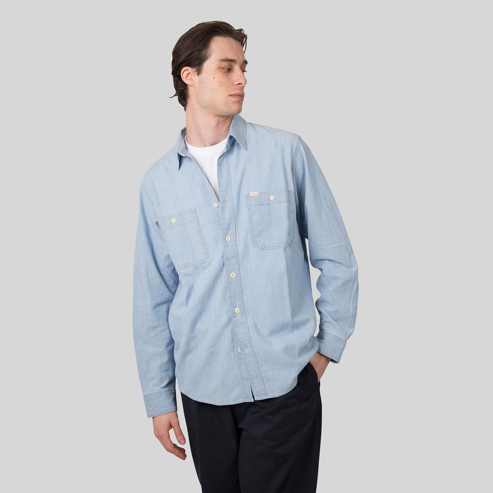 Filson Chambray Cpo Shirt Blu Chiaro Uomo - 9